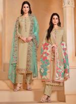 Chinnon Chiffon Beige Festival Wear Emboidery Work Straight Suit